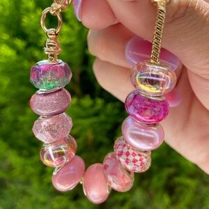 Handmade European Charm Bracelet with Multicolor Beads